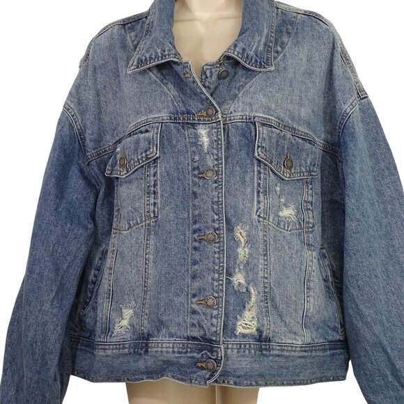 Judy Blue Distressed Ripped Denim Jacket Women Size 3XL Button Up  JB7817 - Picture 2 of 12
